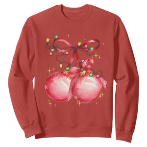 Christmas Coquette Pink Baubles Bow Sweatshirt TS11 Red Print Your Wear