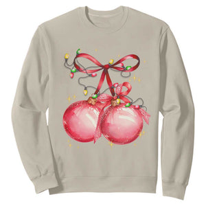 Christmas Coquette Pink Baubles Bow Sweatshirt TS11 Sand Print Your Wear