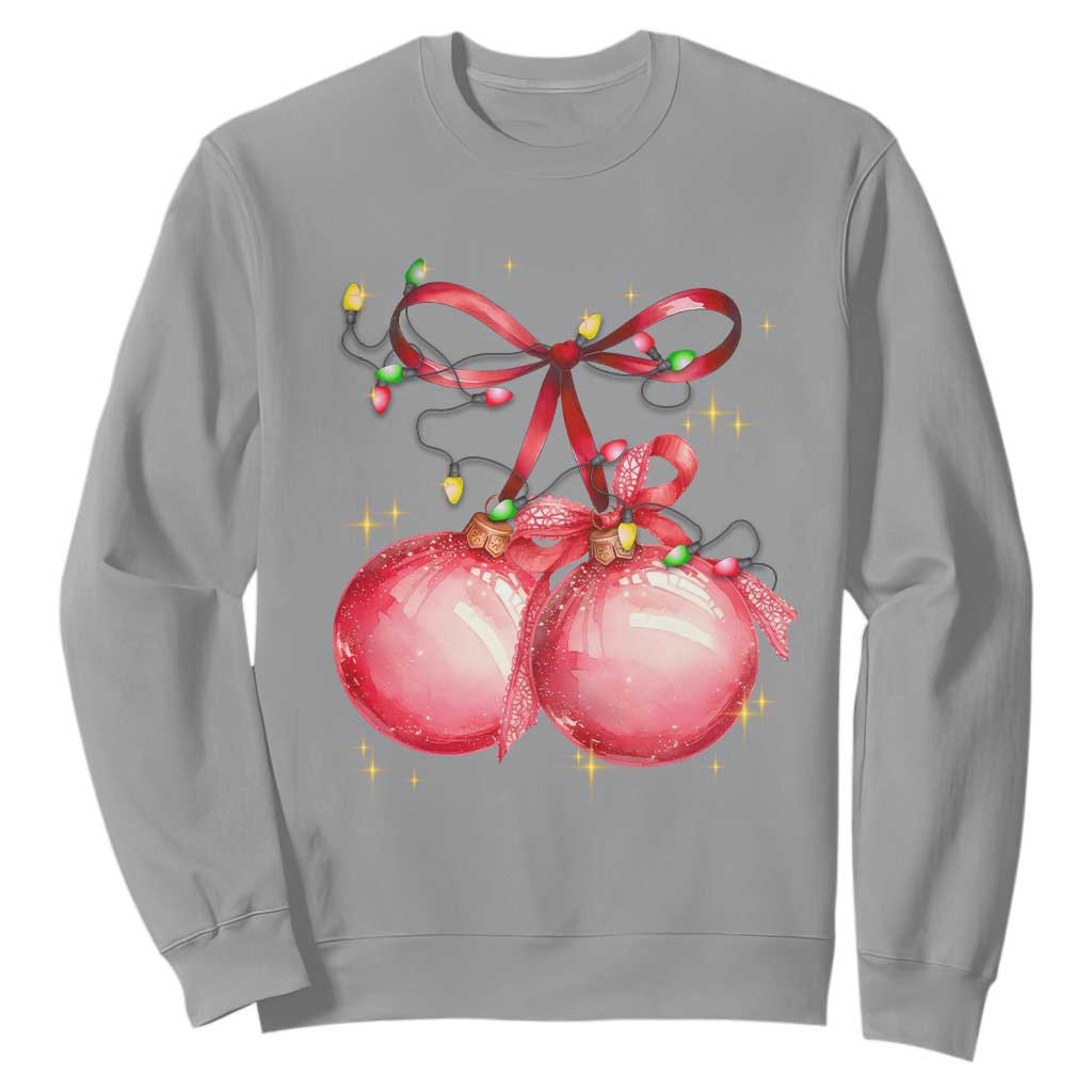 Christmas Coquette Pink Baubles Bow Sweatshirt TS11 Sport Gray Print Your Wear