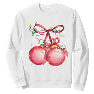 Christmas Coquette Pink Baubles Bow Sweatshirt TS11 White Print Your Wear