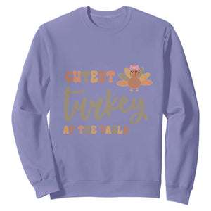 Funny Thanksgiving Turkey Sweatshirt Cutest Turkey At The Table Fall Season TS11 Violet Print Your Wear