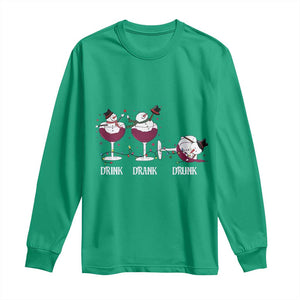 Funny Christmas Wine Long Sleeve Shirt Drink Drank Drunk Snowman Xmas TS11 Irish Green Print Your Wear