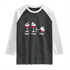 Funny Christmas Wine Raglan Shirt Drink Drank Drunk Snowman Xmas TS11 Black White Print Your Wear