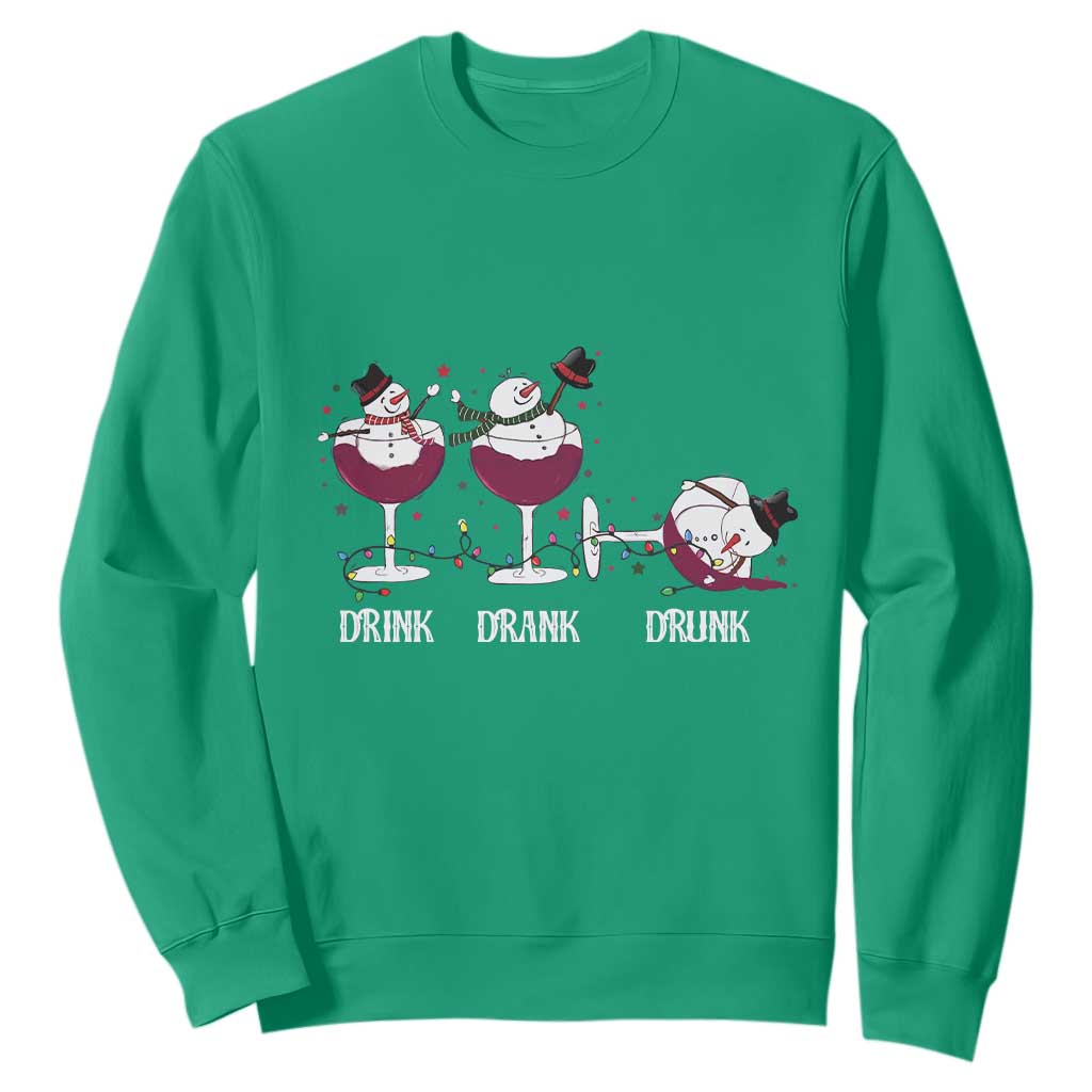 Funny Christmas Wine Sweatshirt Drink Drank Drunk Snowman Xmas TS11 Irish Green Print Your Wear