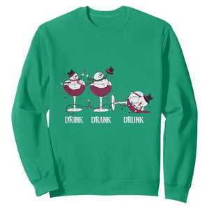 Funny Christmas Wine Sweatshirt Drink Drank Drunk Snowman Xmas TS11 Irish Green Print Your Wear