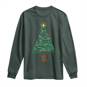 Christmas Gun Long Sleeve Shirt Xmas Tree 2nd Amendment Star TS11 Dark Forest Green Print Your Wear