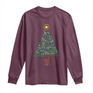 Christmas Gun Long Sleeve Shirt Xmas Tree 2nd Amendment Star TS11 Maroon Print Your Wear