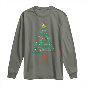 Christmas Gun Long Sleeve Shirt Xmas Tree 2nd Amendment Star TS11 Military Green Print Your Wear