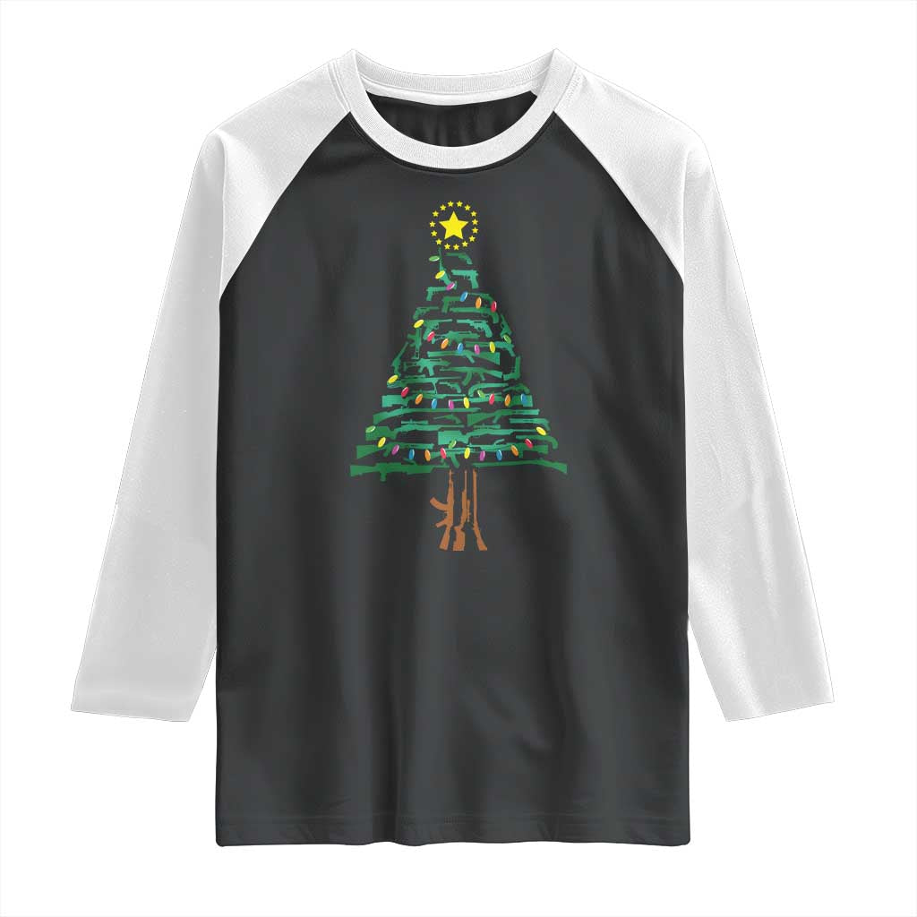 Christmas Gun Raglan Shirt Xmas Tree 2nd Amendment Star TS11 Black White Print Your Wear