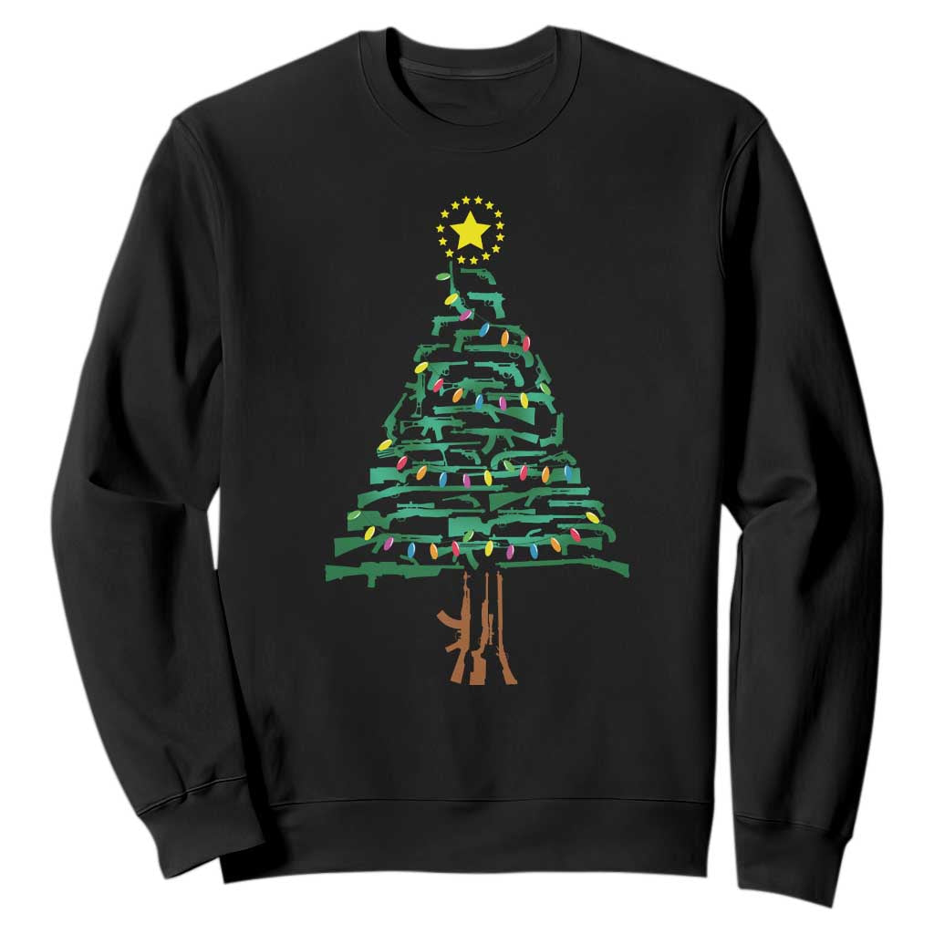 Christmas Gun Sweatshirt Xmas Tree 2nd Amendment Star TS11 Black Print Your Wear