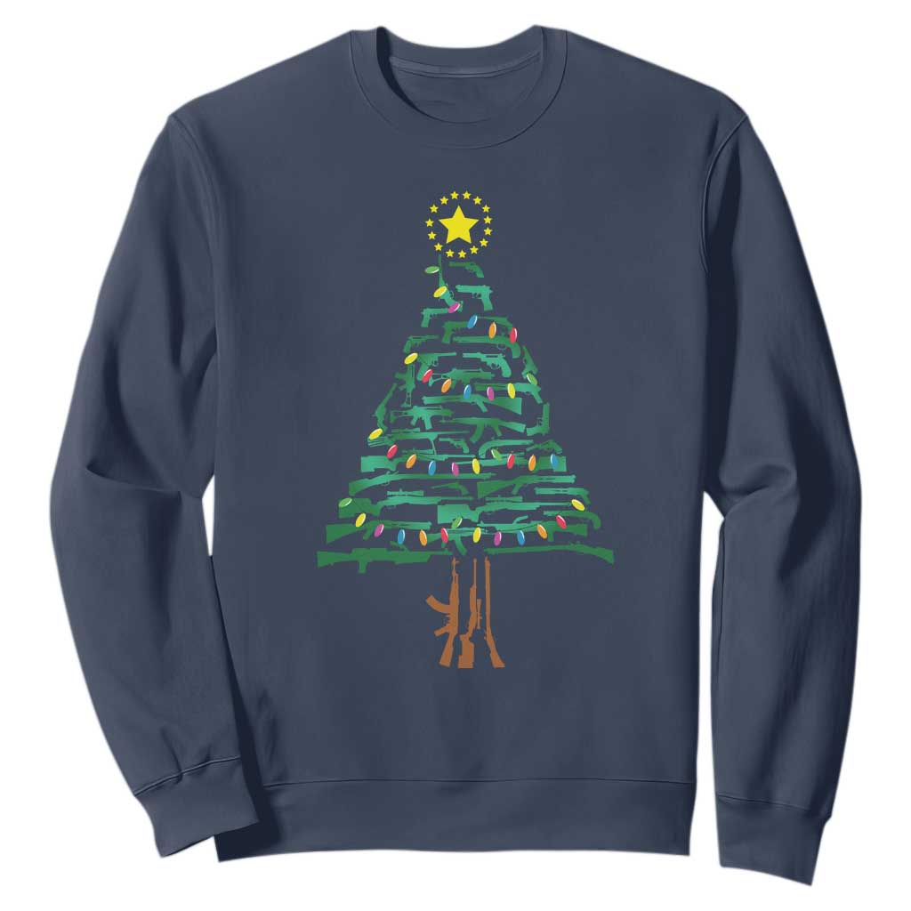 Christmas Gun Sweatshirt Xmas Tree 2nd Amendment Star TS11 Navy Print Your Wear