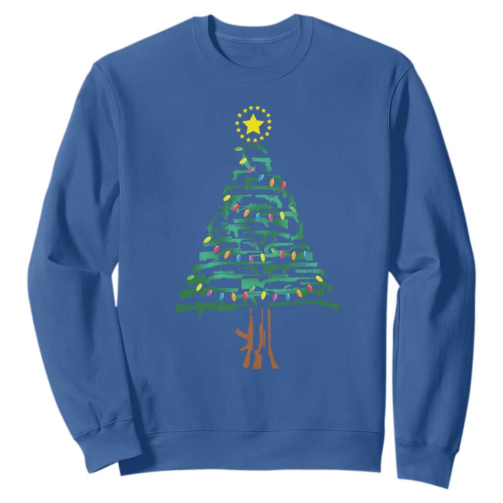 Christmas Gun Sweatshirt Xmas Tree 2nd Amendment Star TS11 Royal Blue Print Your Wear