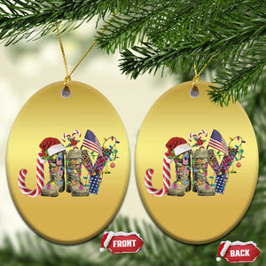 Xmas Veterans Christmas Ornament Joy Candy Cane American Flag TS11 Oval Gold Print Your Wear