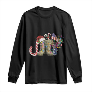 Christmas Veterans Long Sleeve Shirt Joy Candy Cane American Flag TS11 Black Print Your Wear