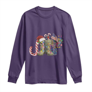 Christmas Veterans Long Sleeve Shirt Joy Candy Cane American Flag TS11 Purple Print Your Wear