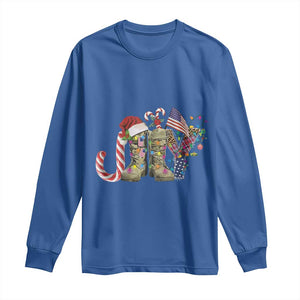 Christmas Veterans Long Sleeve Shirt Joy Candy Cane American Flag TS11 Royal Blue Print Your Wear