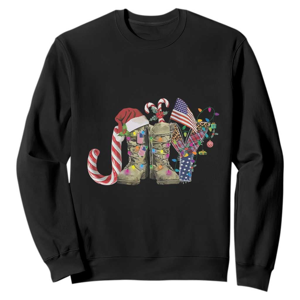 Christmas Veterans Sweatshirt Joy Candy Cane American Flag TS11 Black Print Your Wear