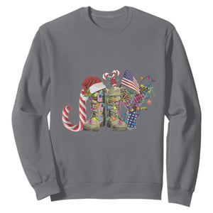 Christmas Veterans Sweatshirt Joy Candy Cane American Flag TS11 Charcoal Print Your Wear