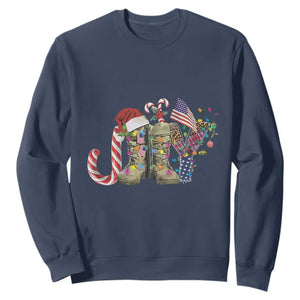 Christmas Veterans Sweatshirt Joy Candy Cane American Flag TS11 Navy Print Your Wear