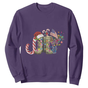 Christmas Veterans Sweatshirt Joy Candy Cane American Flag TS11 Purple Print Your Wear