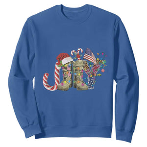 Christmas Veterans Sweatshirt Joy Candy Cane American Flag TS11 Royal Blue Print Your Wear