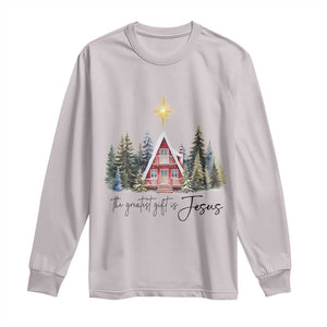 Christian Christmas Long Sleeve Shirt The Greatest Gift Is Jesus Star Of Bethlehem TS11 Ice Gray Print Your Wear