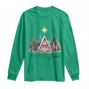 Christian Christmas Long Sleeve Shirt The Greatest Gift Is Jesus Star Of Bethlehem TS11 Irish Green Print Your Wear