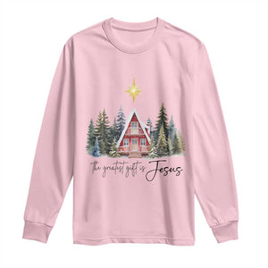 Christian Christmas Long Sleeve Shirt The Greatest Gift Is Jesus Star Of Bethlehem TS11 Light Pink Print Your Wear