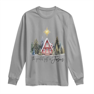 Christian Christmas Long Sleeve Shirt The Greatest Gift Is Jesus Star Of Bethlehem TS11 Sport Gray Print Your Wear