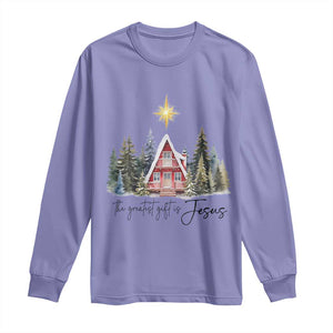 Christian Christmas Long Sleeve Shirt The Greatest Gift Is Jesus Star Of Bethlehem TS11 Violet Print Your Wear