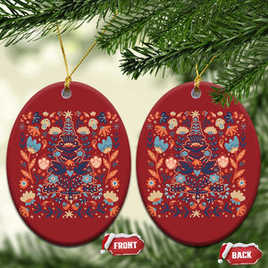 Norwegian Xmas Scandinavian Yule Xmas Tree Folk Art Winter Solstice Christmas Ornament TS11 Oval Red Print Your Wear