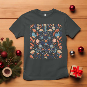 Norwegian Christmas Scandinavian Yule Xmas Tree Folk Art Winter Solstice T Shirt TS11 Dark Heather Print Your Wear