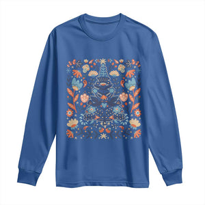 Norwegian Christmas Scandinavian Yule Xmas Tree Folk Art Winter Solstice Long Sleeve Shirt TS11 Royal Blue Print Your Wear