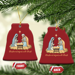 Christmas Begins With Christ Christmas Ornament Christian Xmas Nativity Scene TS11 Bell Flake Red Print Your Wear