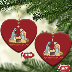 Christmas Begins With Christ Christmas Ornament Christian Xmas Nativity Scene TS11 Heart Red Print Your Wear