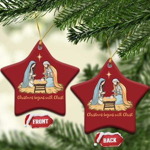 Christmas Begins With Christ Christmas Ornament Christian Xmas Nativity Scene TS11 Star Red Print Your Wear