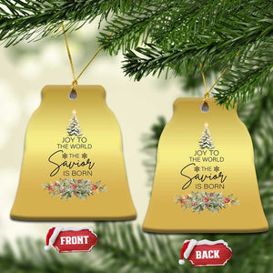 Funny Xmas Christian Faith Christmas Ornament Joy To The World The Savior Is Born Xmas Tree TS11 Bell Flake Gold Print Your Wear