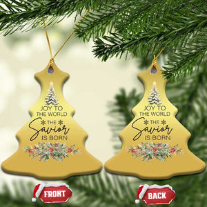 Funny Xmas Christian Faith Christmas Ornament Joy To The World The Savior Is Born Xmas Tree TS11 Christmas Tree Gold Print Your Wear