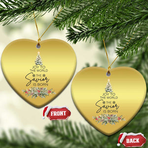 Funny Xmas Christian Faith Christmas Ornament Joy To The World The Savior Is Born Xmas Tree TS11 Heart Gold Print Your Wear