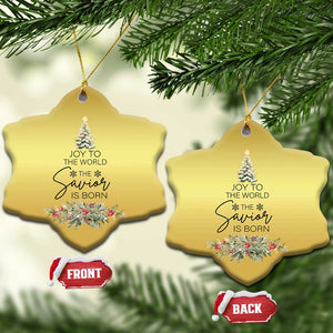 Funny Xmas Christian Faith Christmas Ornament Joy To The World The Savior Is Born Xmas Tree TS11 Snow Flake Gold Print Your Wear