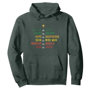 Christian Faith Hoodie Believe Like Mary Trust Like Joseph Hope Like Shepherds TS11 Dark Forest Green Print Your Wear