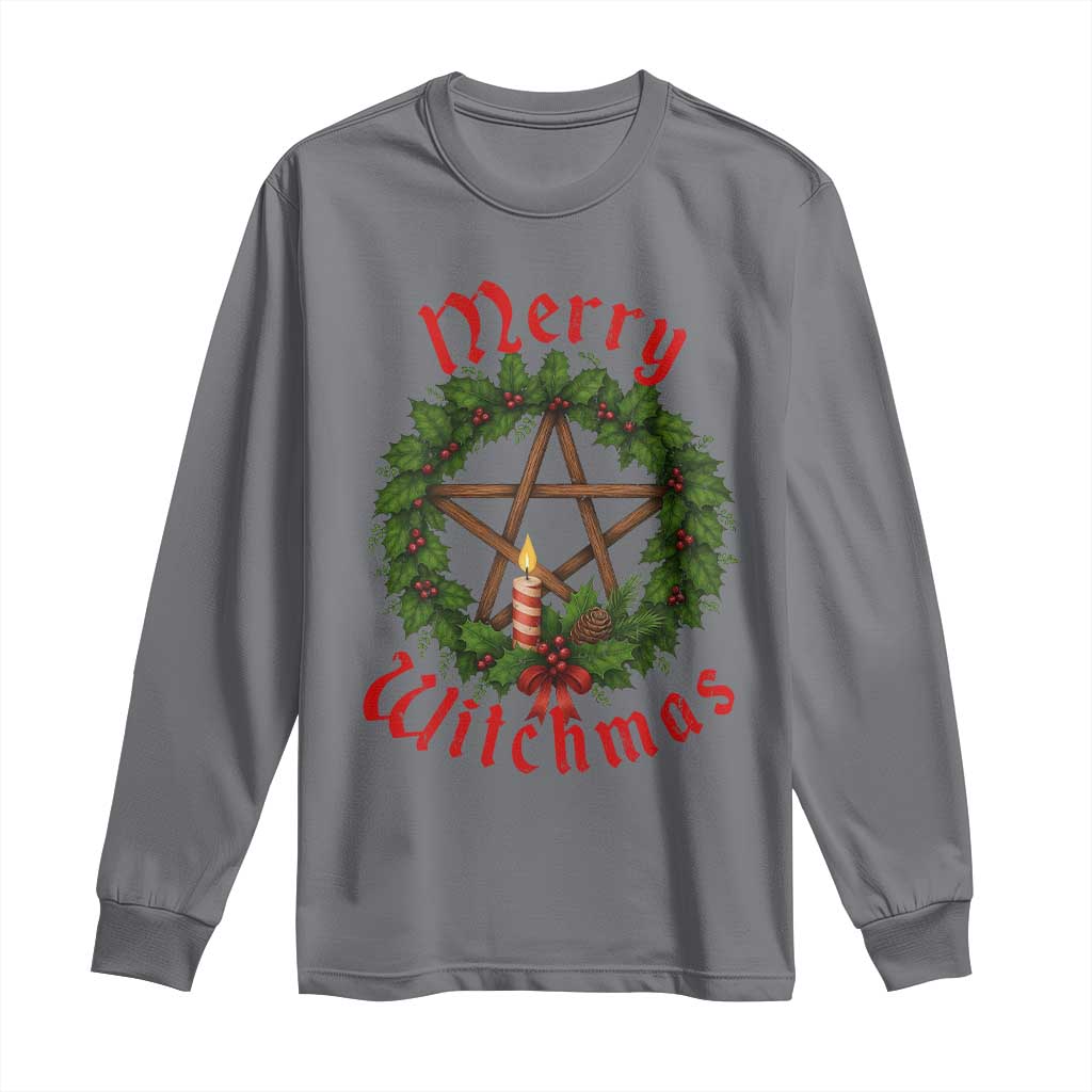 Nordic Christmas Long Sleeve Shirt Merry Witchmas Pagan Yule Xmas Wreath TS11 Charcoal Print Your Wear