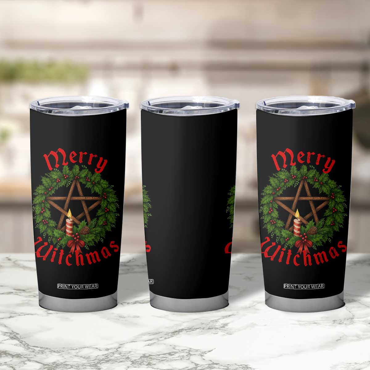 Nordic Christmas Tumbler Cup Merry Witchmas Pagan Yule Xmas Wreath TS11 Print Your Wear