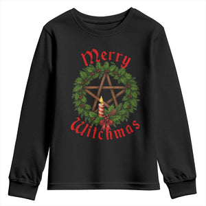 Nordic Christmas Youth Sweatshirt Merry Witchmas Pagan Yule Xmas Wreath TS11 Black Print Your Wear
