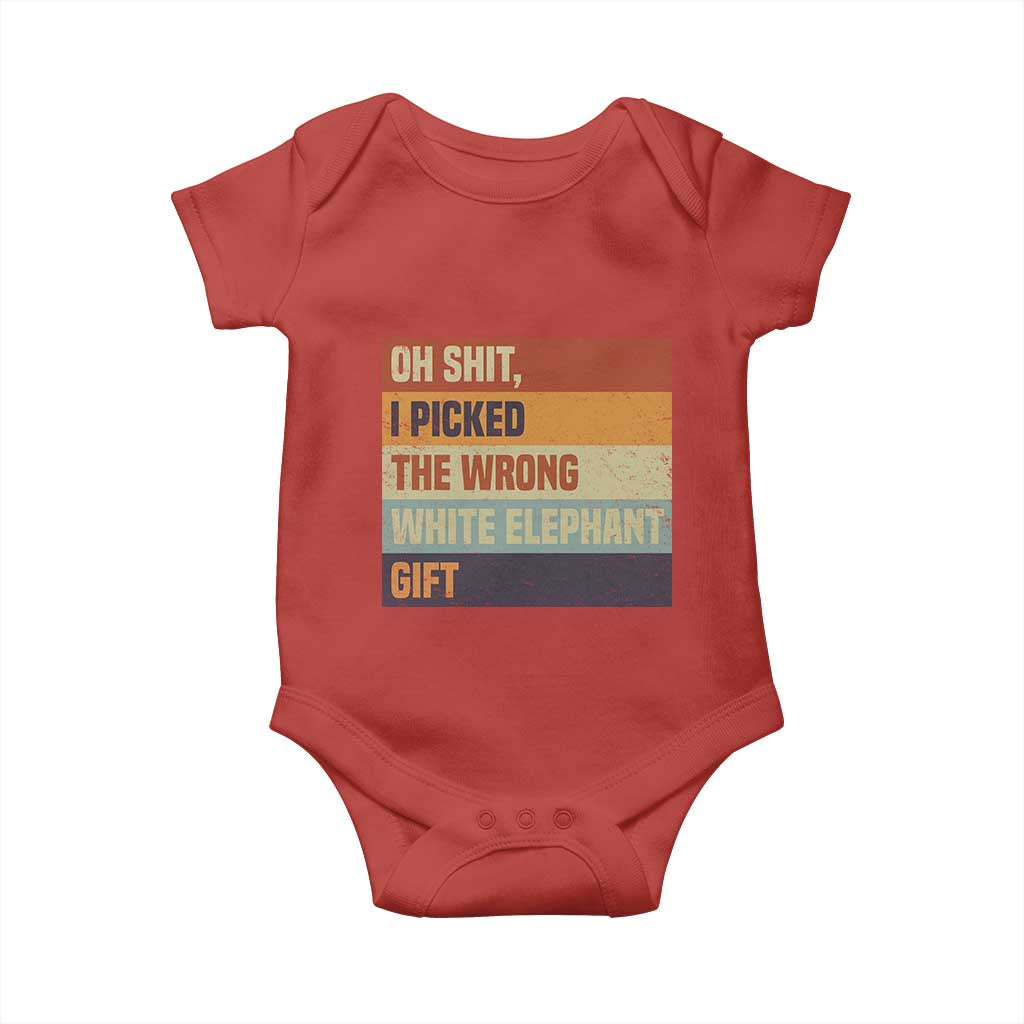 Oh Shit I Picked The Wrong White Elephant Gift Baby Onesie Funny Christmas Gift Exchange Game TS11 Red Print Your Wear