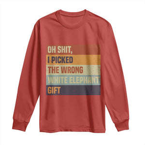 Oh Shit I Picked The Wrong White Elephant Gift Long Sleeve Shirt Funny Christmas Gift Exchange Game TS11 Red Print Your Wear