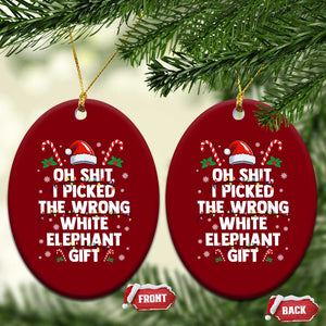 Funny Oh Shit I Picked The Wrong White Elephant Gift Ceramic Ornament Christmas Gift Exchange Santa Hat TS11 Print Your Wear