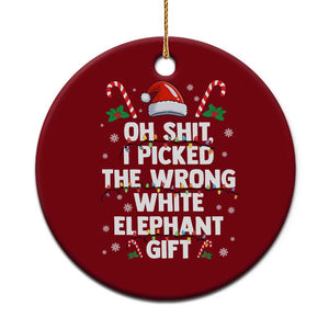 Funny Oh Shit I Picked The Wrong White Elephant Gift Ceramic Ornament Christmas Gift Exchange Santa Hat TS11 1pc Red Print Your Wear