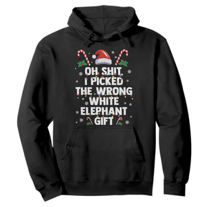 Funny Oh Shit I Picked The Wrong White Elephant Gift Hoodie Christmas Gift Exchange Santa Hat TS11 Black Print Your Wear