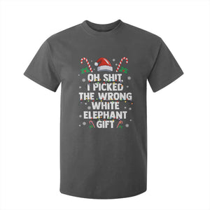 Funny Oh Shit I Picked The Wrong White Elephant Gift T Shirt For Kid Christmas Gift Exchange Santa Hat TS11 Dark Heather Print Your Wear